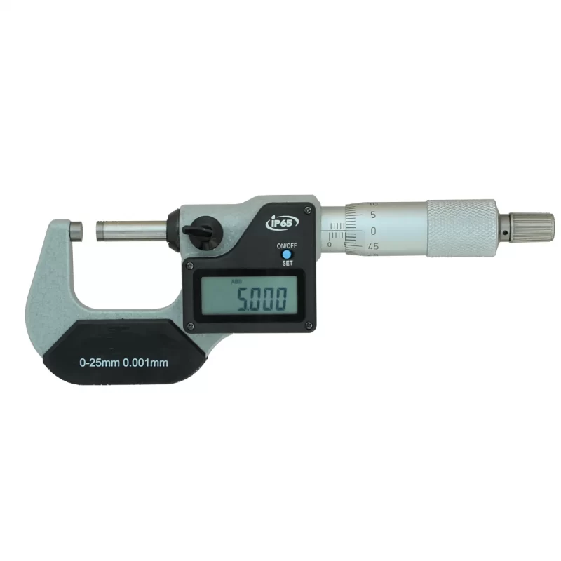 IP65 Waterproof Digital Outside Micrometer 0-300mm - 0.001mm Resolution with Carbide Faces & Dustproof Protection