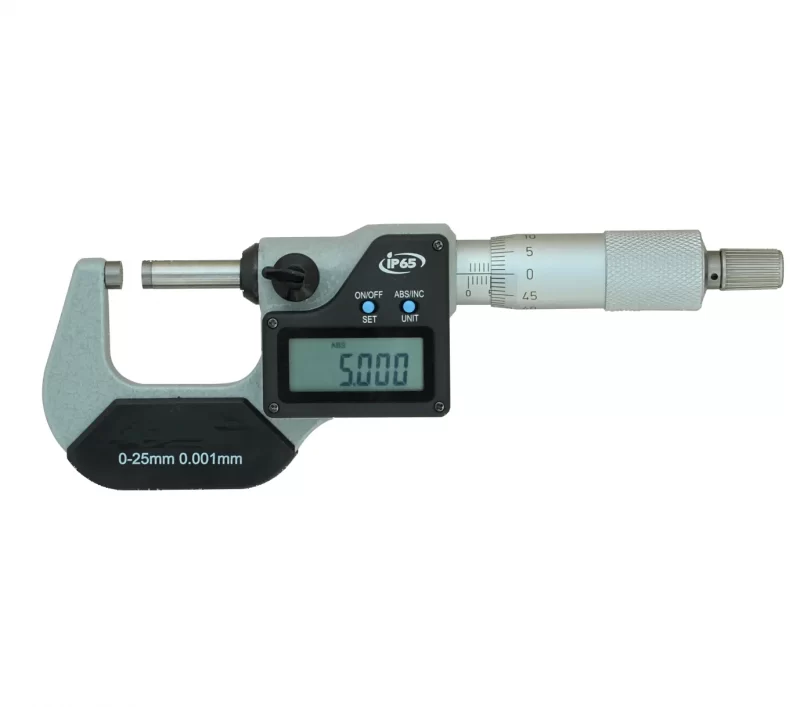 IP65 Rated Digital Outside Micrometer - Waterproof Electronic Micrometer with Carbide Tips, SPC Output & 0.001mm Accuracy