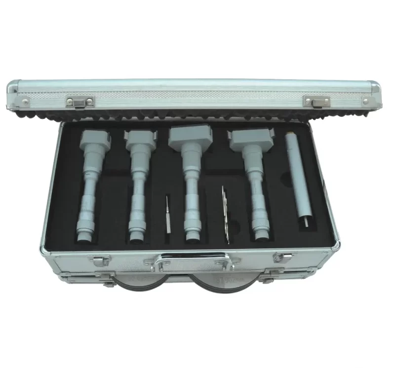 Precision Three-Point Internal Micrometer Set (2-100mm) - Complete Kit with Calibration Rings & Extension Rods