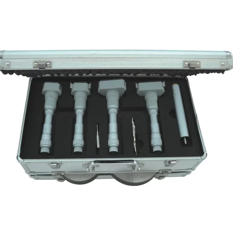 Precision Three-Point Internal Micrometer Set (2-100mm) - Complete Kit with Calibration Rings & Extension Rods